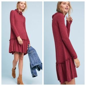 NWT Anthropologie Women's Daisy Embroidered Gold/Orange Turtleneck Poncho - One Size